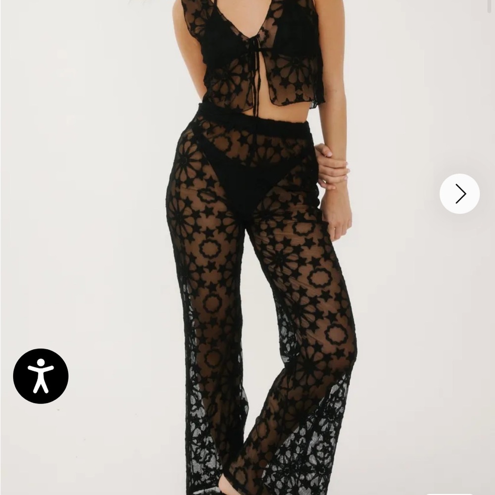 Black Sheer Star Two-Piece coverup set